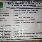 Caption : Program Rumah Tidak Layak Huni (Rutilahu) di Desa Telagasari, Kecamatan Purwasari, Kabupaten Karawang, yang dikerjakan oleh CV. Putra Tunggal Sejahtera, diduga tidak sesuai spesifikasi teknis dan dikeluhkan oleh penerima manfaat
