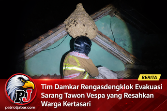 Caption : Pemadam Kebakaran (Damkar) Pos Rengasdengklok bergerak cepat mengevakuasi sarang tawon vespa Caption : Pemadam Kebakaran (Damkar) Pos Rengasdengklok bergerak cepat mengevakuasi sarang tawon vespa