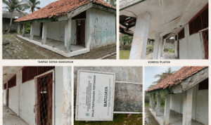 Caption : Kolase kondisi bangunan Kantor UPTD Pertanian Batujaya, Kabupaten Karawang, yang mengalami kerusakan berat di sejumlah bagian. Terlihat kondisi plafon rusak, pintu dan dinding mengalami keretakan, serta tampak samping bangunan yang memprihatinkan dan dinilai membutuhkan rehabilitasi total. Foto: Patriotjabar.com/Gugun. Caption : Kolase kondisi bangunan Kantor UPTD Pertanian Batujaya, Kabupaten Karawang, yang mengalami kerusakan berat di sejumlah bagian. Terlihat kondisi plafon rusak, pintu dan dinding mengalami keretakan, serta tampak samping bangunan yang memprihatinkan dan dinilai membutuhkan rehabilitasi total. Foto: Patriotjabar.com/Gugun.