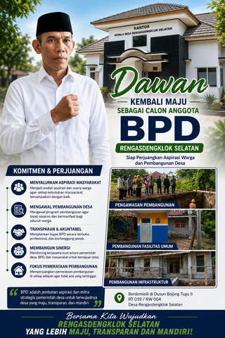 Caption : Dawan kembali mencalonkan diri sebagai anggota Badan Permusyawaratan Desa (BPD) Desa Rengasdengklok Selatan, Kecamatan Rengasdengklok, Kabupaten Karawang. Mengusung komitmen memperjuangkan aspirasi masyarakat, mengawal pembangunan desa, serta mendorong tata kelola pemerintahan desa yang transparan, akuntabel, dan berpihak pada kepentingan warga. (Foto: Istimewa/Patriotjabar.com)