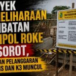 Caption : Kondisi proyek Pemeliharaan Jembatan Gempol Roke di Kecamatan Kutawaluya, Kabupaten Karawang. Proyek yang dibiayai APBD Kabupaten Karawang Tahun Anggaran 2026 tersebut menjadi sorotan setelah ditemukan dugaan ketidaksesuaian metode pelaksanaan pasangan batu kali pada pekerjaan Tembok Penahan Tanah (TPT) serta belum optimalnya penerapan Keselamatan dan Kesehatan Kerja (K3), di mana sejumlah pekerja terlihat tidak menggunakan Alat Pelindung Diri (APD) saat pekerjaan berlangsung. (Foto: Patriotjabar.com)