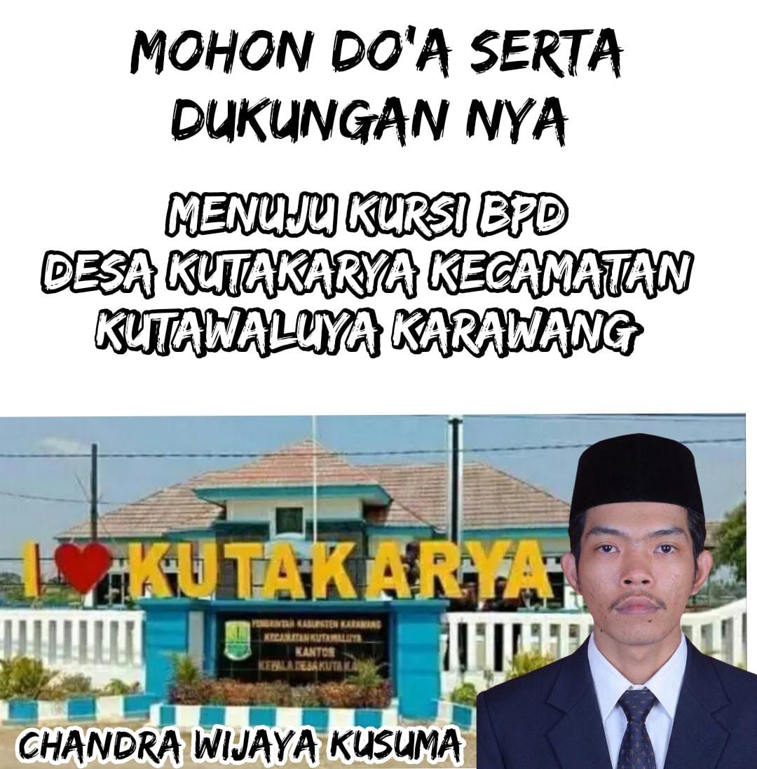Caption : Chandra Wijaya Kusuma menyatakan kesiapannya maju sebagai calon anggota Badan Permusyawaratan Desa (BPD) Desa Kutakarya, Kecamatan Kutawaluya, Kabupaten Karawang, mewakili warga Dusun Kedungmundu 04 RT 012A/RW 012. Ia mengusung visi pemerintahan desa yang bersih, transparan, dan berkeadilan serta berkomitmen memperjuangkan aspirasi masyarakat melalui fungsi pengawasan dan pembangunan desa. (Foto: Istimewa)