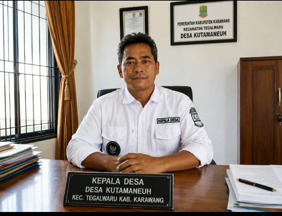 Caption : Kepala Desa Kutamaneuh, Kecamatan Tegalwaru, Adang, saat berada di ruang kerjanya. Pemerintah Desa Kutamaneuh berharap adanya pembangunan Penerangan Jalan Umum (PJU) di sepanjang jalan utama desa guna meningkatkan keamanan, kenyamanan, serta mendukung aktivitas sosial dan perekonomian masyarakat pada malam hari. (Foto: Patriot Jabar) Caption : Kepala Desa Kutamaneuh, Kecamatan Tegalwaru, Adang, saat berada di ruang kerjanya. Pemerintah Desa Kutamaneuh berharap adanya pembangunan Penerangan Jalan Umum (PJU) di sepanjang jalan utama desa guna meningkatkan keamanan, kenyamanan, serta mendukung aktivitas sosial dan perekonomian masyarakat pada malam hari. (Foto: Patriot Jabar)