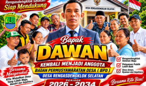 Caption : Warga Desa Rengasdengklok Selatan memberikan dukungan kepada Dawan yang kembali terpilih sebagai anggota Badan Permusyawaratan Desa (BPD) Desa Rengasdengklok Selatan untuk periode 2026–2034. Dawan merupakan perwakilan Dusun Bojong Tugu 2 dan memperoleh 45 suara dalam pemilihan keterwakilan wilayah.