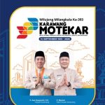 Caption : Bupati Karawang H. Aep Syaepuloh, S.E. bersama Wakil Bupati Karawang H. Maslani dalam poster resmi peringatan Hari Jadi Kabupaten Karawang ke-393 dengan mengusung tema “Karawang MOTEKAR” — Maju, Optimis, Tangguh, Efektif, Kolaboratif, Adaptif, dan Responsif. Keduanya mengenakan pakaian dinas dan tampil dengan pose salam sebagai simbol kebersamaan dalam membangun Kabupaten Karawang.